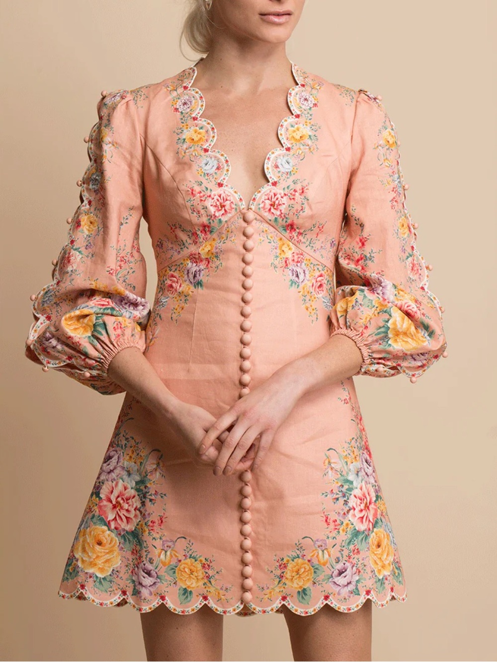 ✨ Zimmermann Floral Scalloped Mini Dress – Size 1 (Fits S) – New, Never Worn